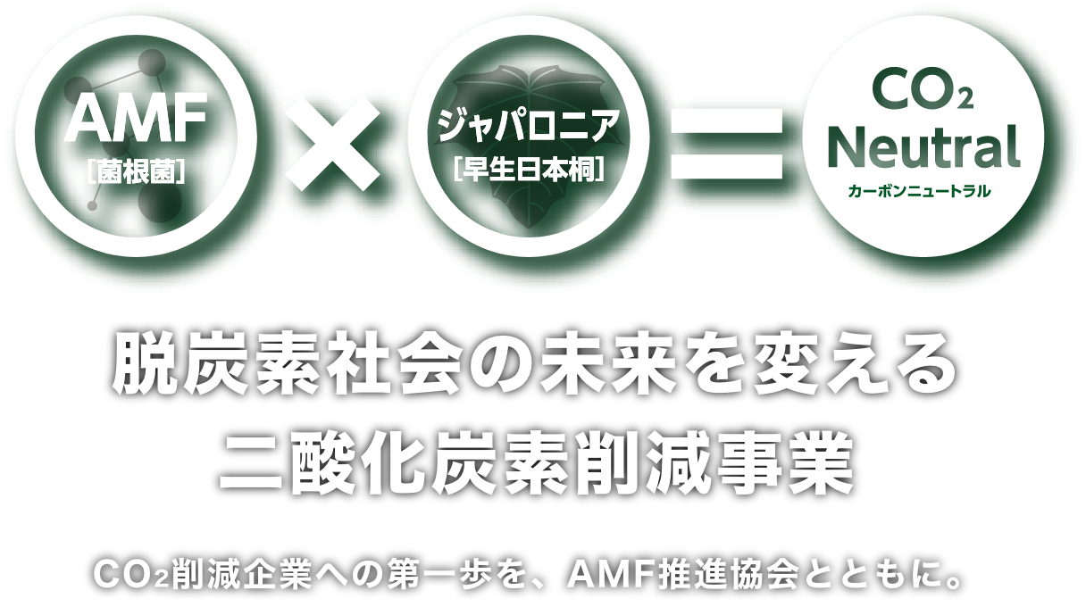 AMF[菌根菌]×ジャパロニア[早生日本桐]=CO2Neutral[カーボンニュートラル]脱炭素社会の未来を変える二酸化炭素削減事業